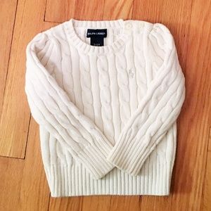 Ralph Lauren 2 Button Shoulder Cable Sweater 2T